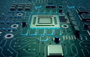 Fototapeta premium Electronic chip,3d rendering.