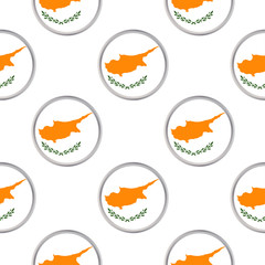 Seamless pattern from the circles with the flag of Cyprus. Vector illustration