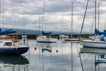 Calm Reflective Waters On Marina 