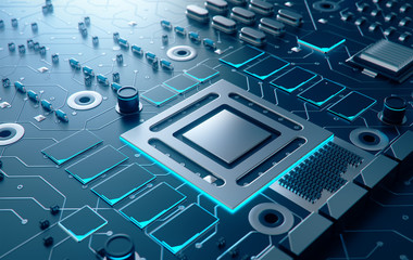 Electronic chip,3d rendering.