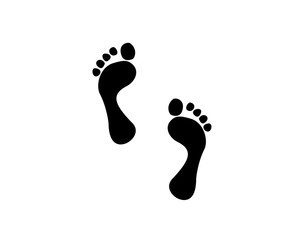  Human footprint. Black silhouette of man footprints. Vector icons isolated on white background 