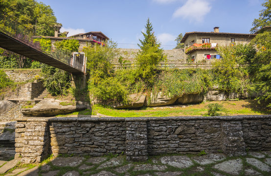Picturesque view of the houses and pond, Rupit