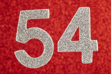 Number fifty-four blue over a silver background. Anniversary. Horizontal