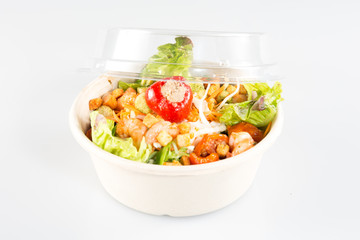 take away bowl with fast food salad