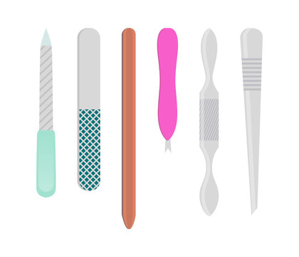 Nail Files Collection Poster Vector Illustration