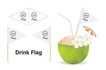 drink flag with wood stick template vector