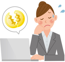 OL　パソコン　ビットコイン　暴落