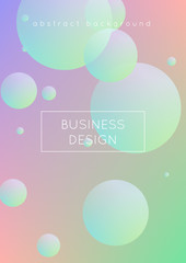 Cover fluid with round shapes. Gradient circles on holographic background. Modern hipster template for placards, banners, flyers, report, brochure. Minimal cover fluid in vibrant neon colors.
