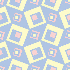 Seamless background with geometric pattern. Pink and beige elements on blue backdrop