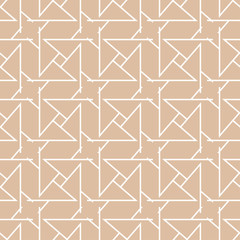 Geometric ornament. Beige and white seamless pattern