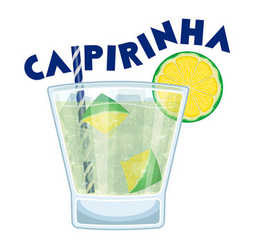 Caipirinha Cocktail with Drinking Straw
