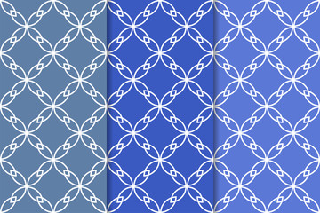 Fototapeta premium Blue geometric seamless patterns