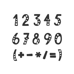 Vector set of numbers and mathematical symbols