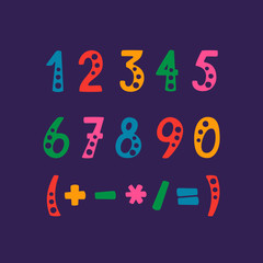 Vector set of numbers and mathematical symbols
