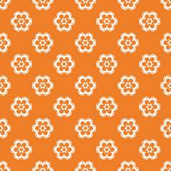 Orange and white floral seamless pattern