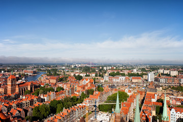 Fototapeta na wymiar Aerial View Over City Of Gdansk In Poland