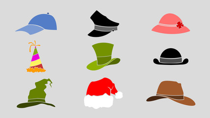 set of simple different hats