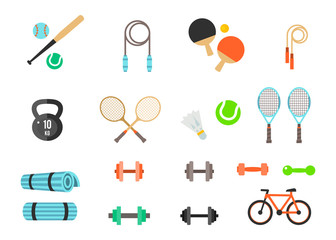 Fitness and Sport vector icons for web and mobile. Healthy lifestyle tools, elements.