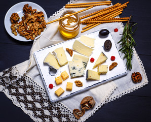 pieces of cheese on a white board