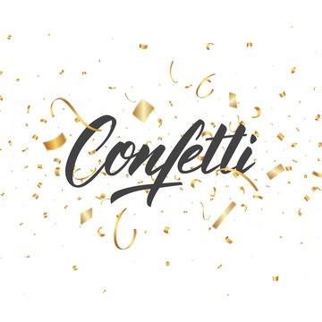 Confetti. Gold confetti pieces. Holiday festive background
