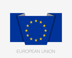 Flag of European Union. Flat Icon Waving Flag with Country Name