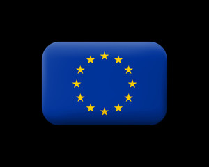 Flag of European Union. Matted Vector Icon and Button. Rectangular Shape