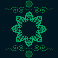 Ethnic floral seamless pattern in green Color. Abstract ornamental backdrop