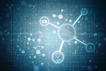 Obraz premium 2d render of dna structure, abstract background 