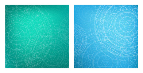 Beautiful backgrounds with geometry mandala. Round pattern. Blue and turquoise colors