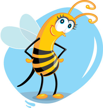 Cute Cartoon Bee Vector Illustration