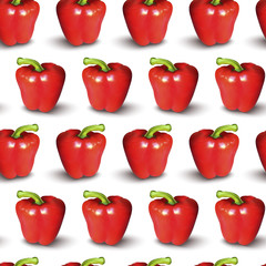 Red peppers isolated on white background. Top view