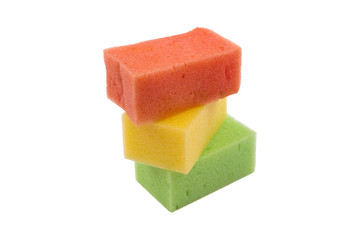 Square sponge isolated on white background