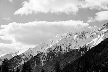black and white italian mountain landscape