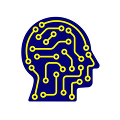 AI artificial intelligence icon. Techno human head logo concept creative idea sign learning icon people.