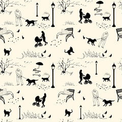 city park, seamless pattern