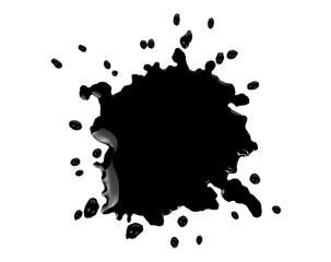 Black ink blot on white background