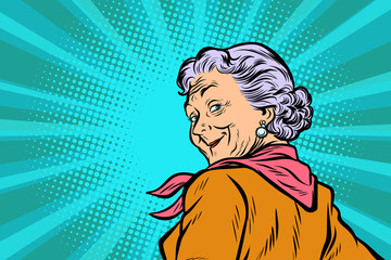 gray haired grandmother a good look - obrazy, fototapety, plakaty