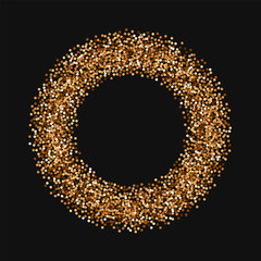 Obraz premium Red round gold glitter. Bagel shape with red round gold glitter on black background. Exceptional Vector illustration.