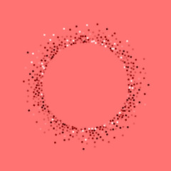 Red gold glitter. Small round shape with red gold glitter on pink background. Captivating Vector illustration.