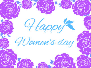 Violet Roses frame - greeting card Happy women's day