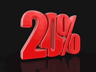 Sign 20%. Image with clipping path