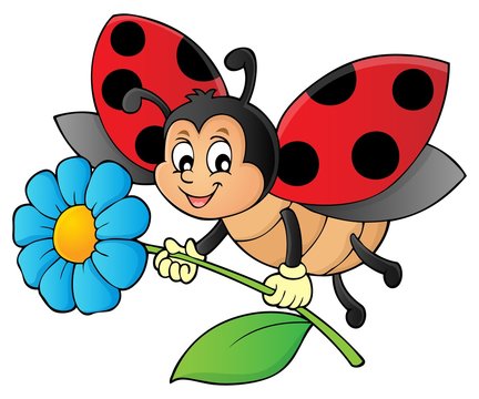 Ladybug holding flower theme image 1