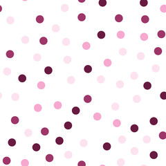 Fototapeta na wymiar Colorful polka dots seamless pattern on white 22 background. Mind-blowing classic colorful polka dots textile pattern. Seamless scattered confetti fall chaotic decor. Abstract vector illustration.