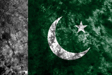 Fototapeta na wymiar Pakistan grunge flag on old dirty wall