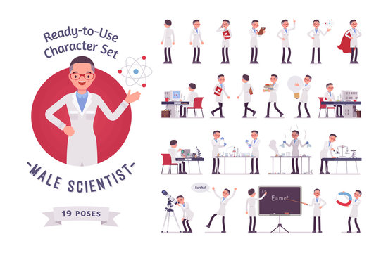 Male scientist ready-to-use character set