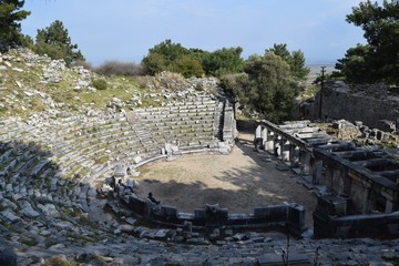 Fototapeta na wymiar Antique theater of the ancient city Priene. Turkey