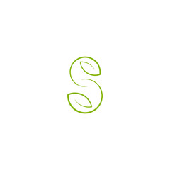 Abstract green leaves s letter  logo design vector template, eco concept