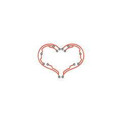 Health technology concept with heart and circuits