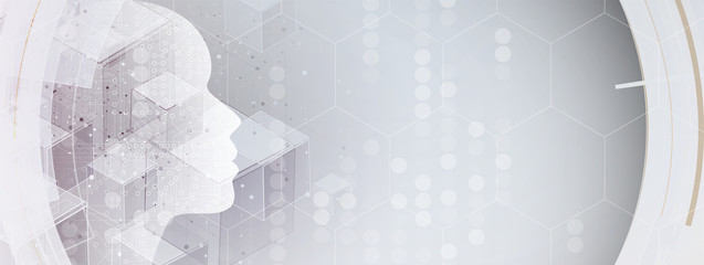Artificial intelligence. Technology web background. Virtual concept. Neural network