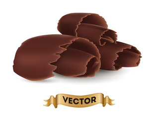 Chocolate shavings on white background
